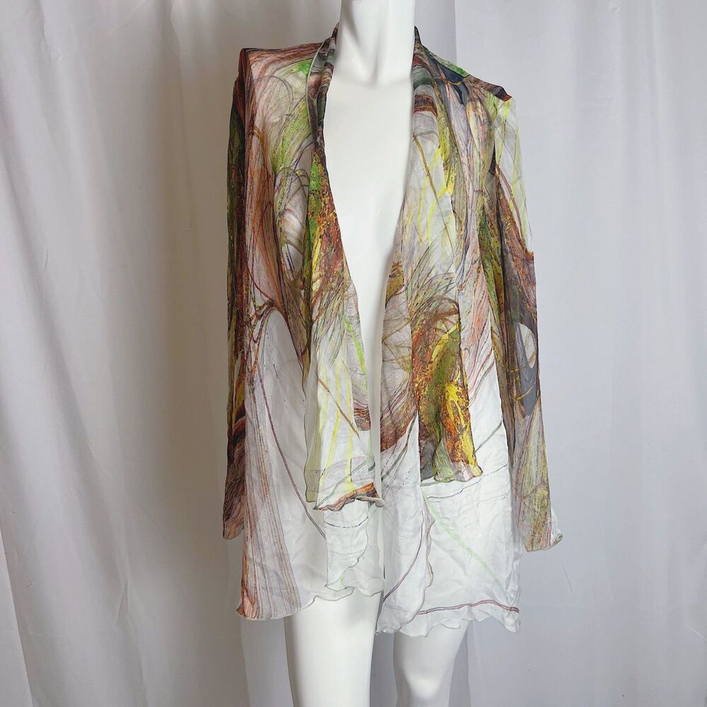 Dinah Lee 100% Silk Open Front Cardigan Women's Size M/L